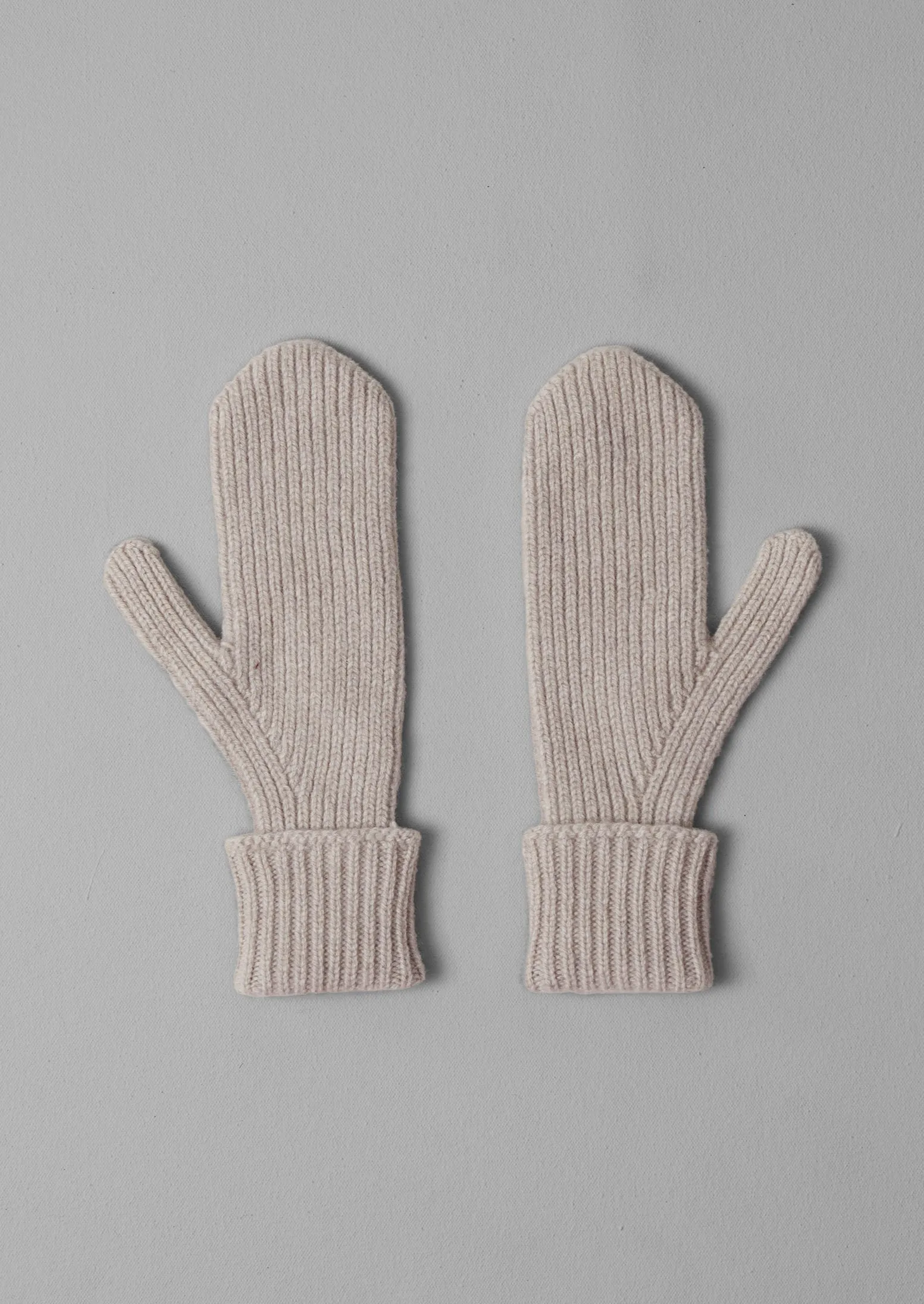 Ribbed Wool Cashmere Mittens | Pebble sold by TOAST