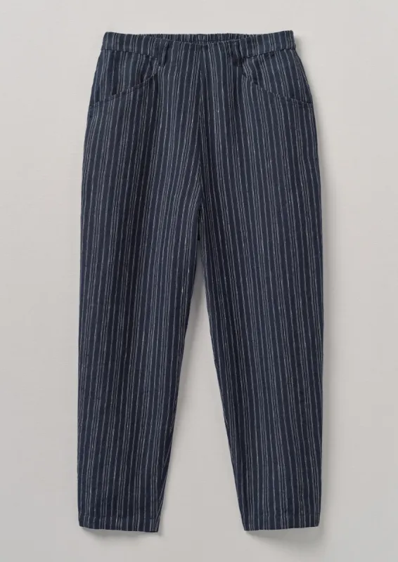 Alix Stripe Linen Trousers | Navy sold by TOAST