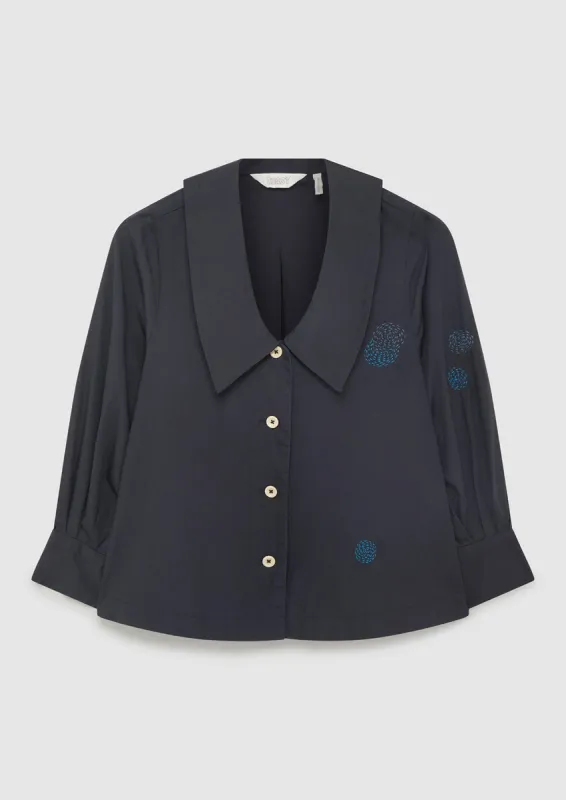 Renewed Dropped Collar Organic Poplin Shirt Size 8 | Slate sold by TOAST