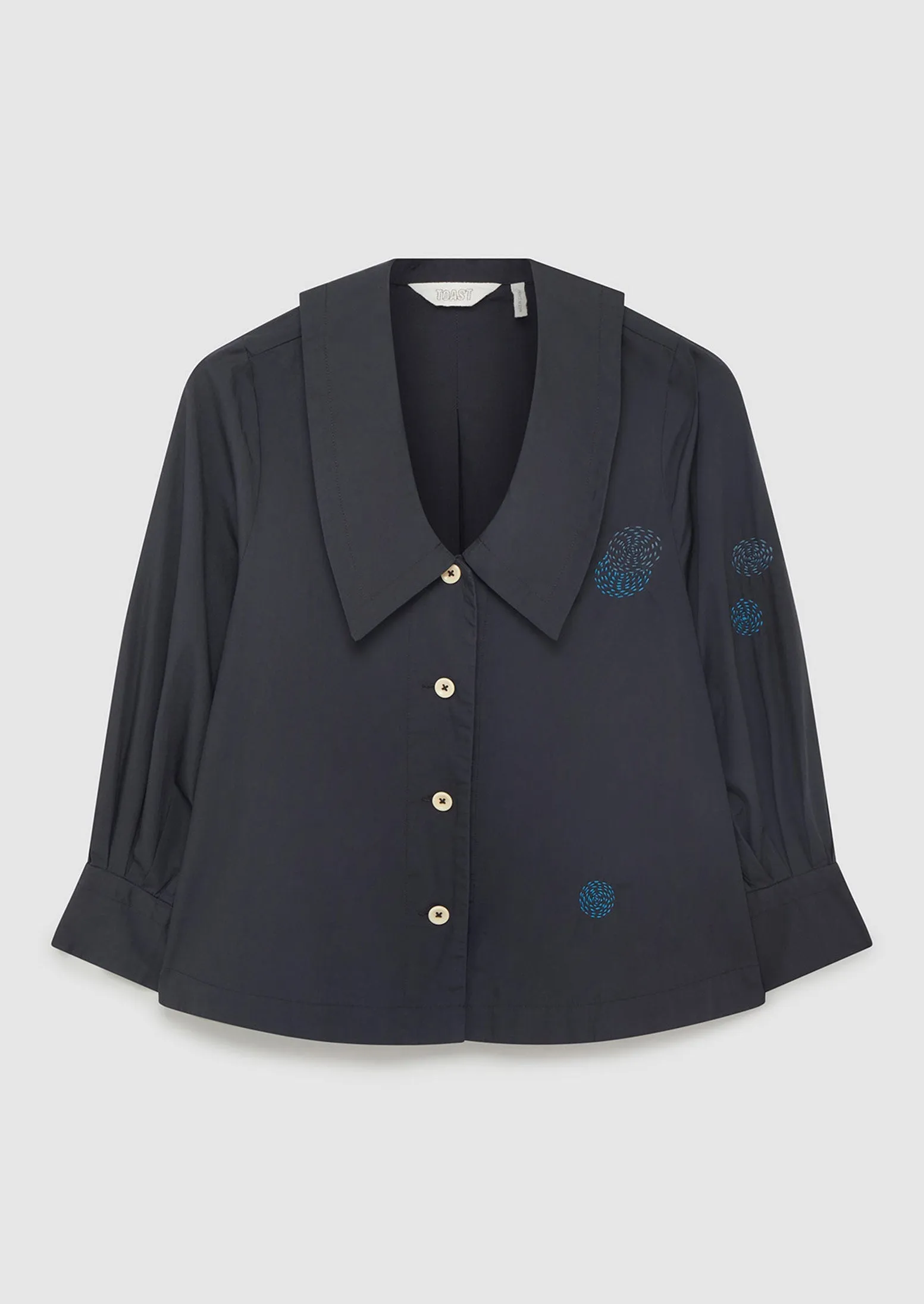Renewed Dropped Collar Organic Poplin Shirt Size 8 | Slate