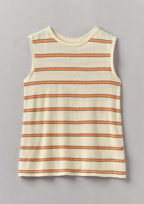 Cotton Linen Stripe Vest | Soft Mango/Milk sold by TOAST