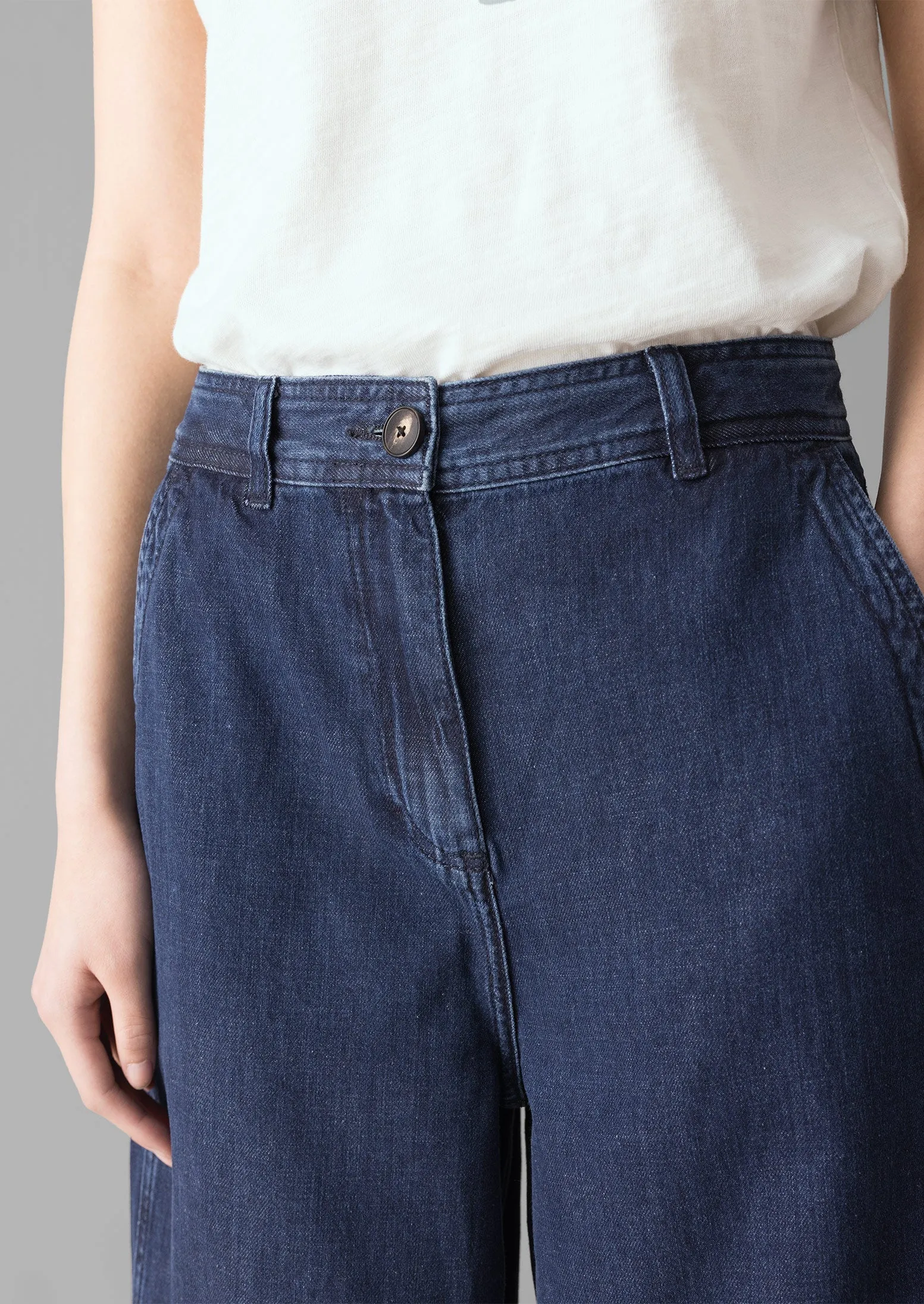 Seren Flat Front Indigo Denim Trousers | Indigo sold by TOAST product image thumbnail 3