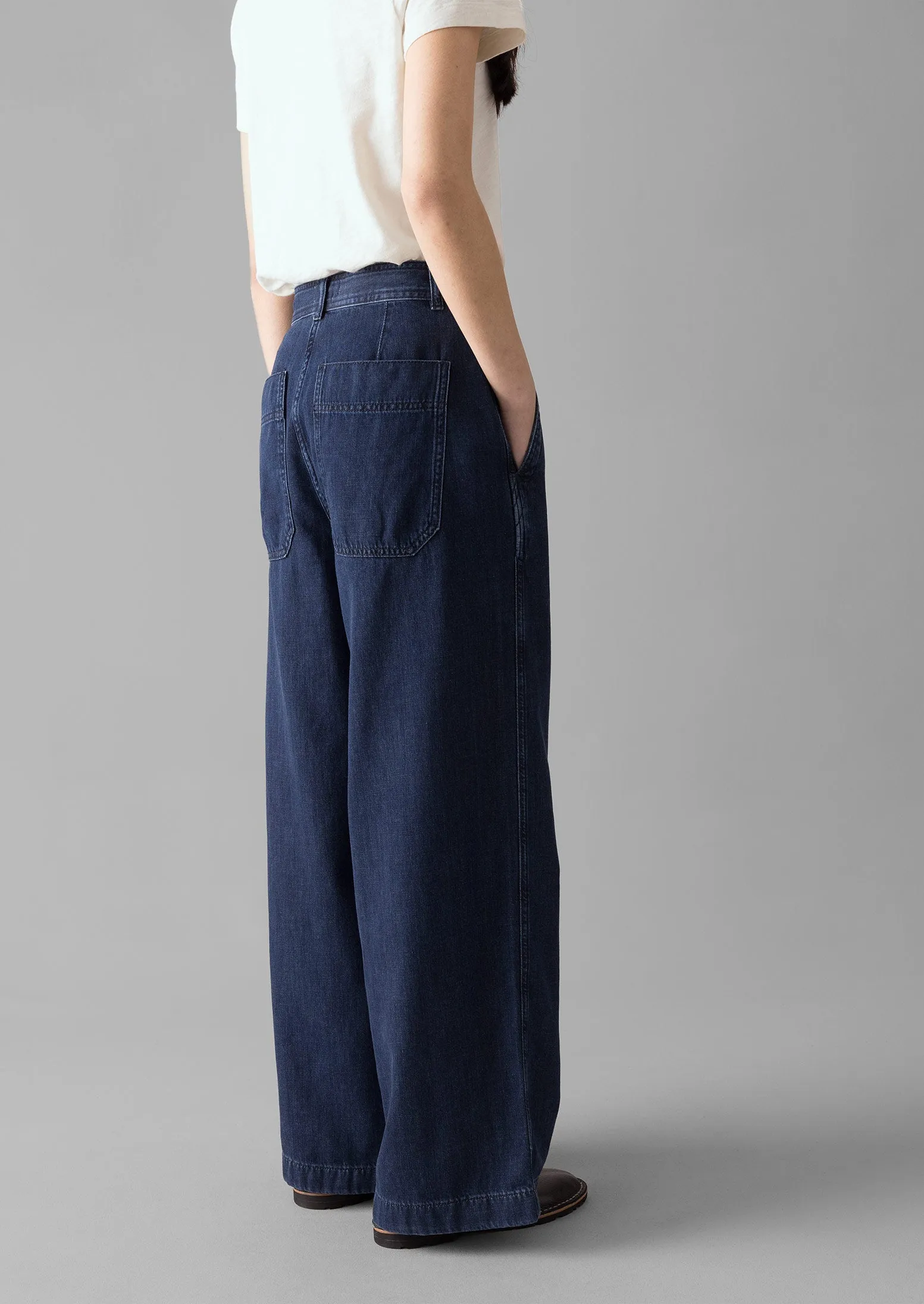 Seren Flat Front Indigo Denim Trousers | Indigo sold by TOAST product image thumbnail 4