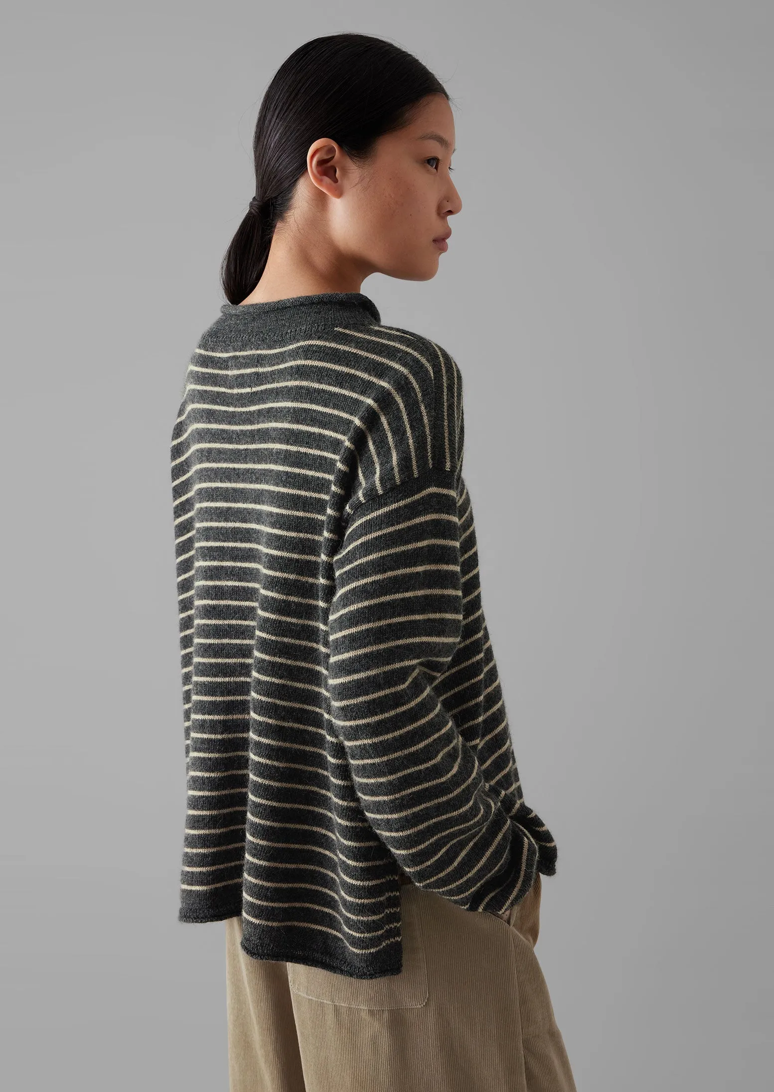 Stripe Alpaca Wool Sweater | Charcoal/Oatmeal sold by TOAST product image thumbnail 3