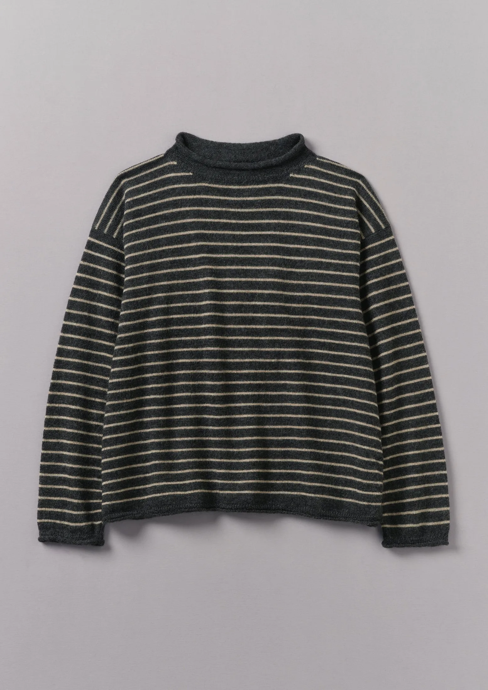 Stripe Alpaca Wool Sweater | Charcoal/Oatmeal sold by TOAST