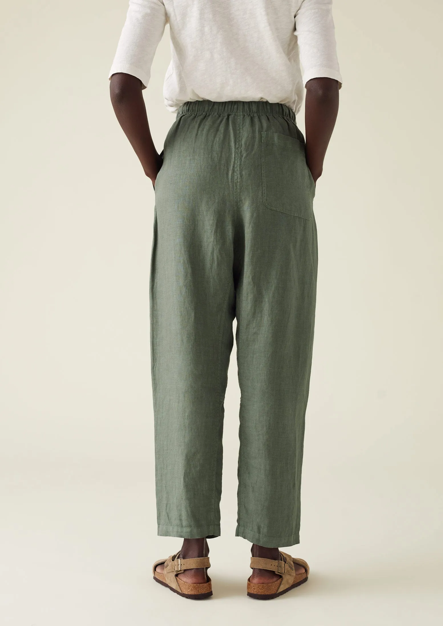 Panelled Garment Dyed Linen Trousers | Sage sold by TOAST product image thumbnail 4
