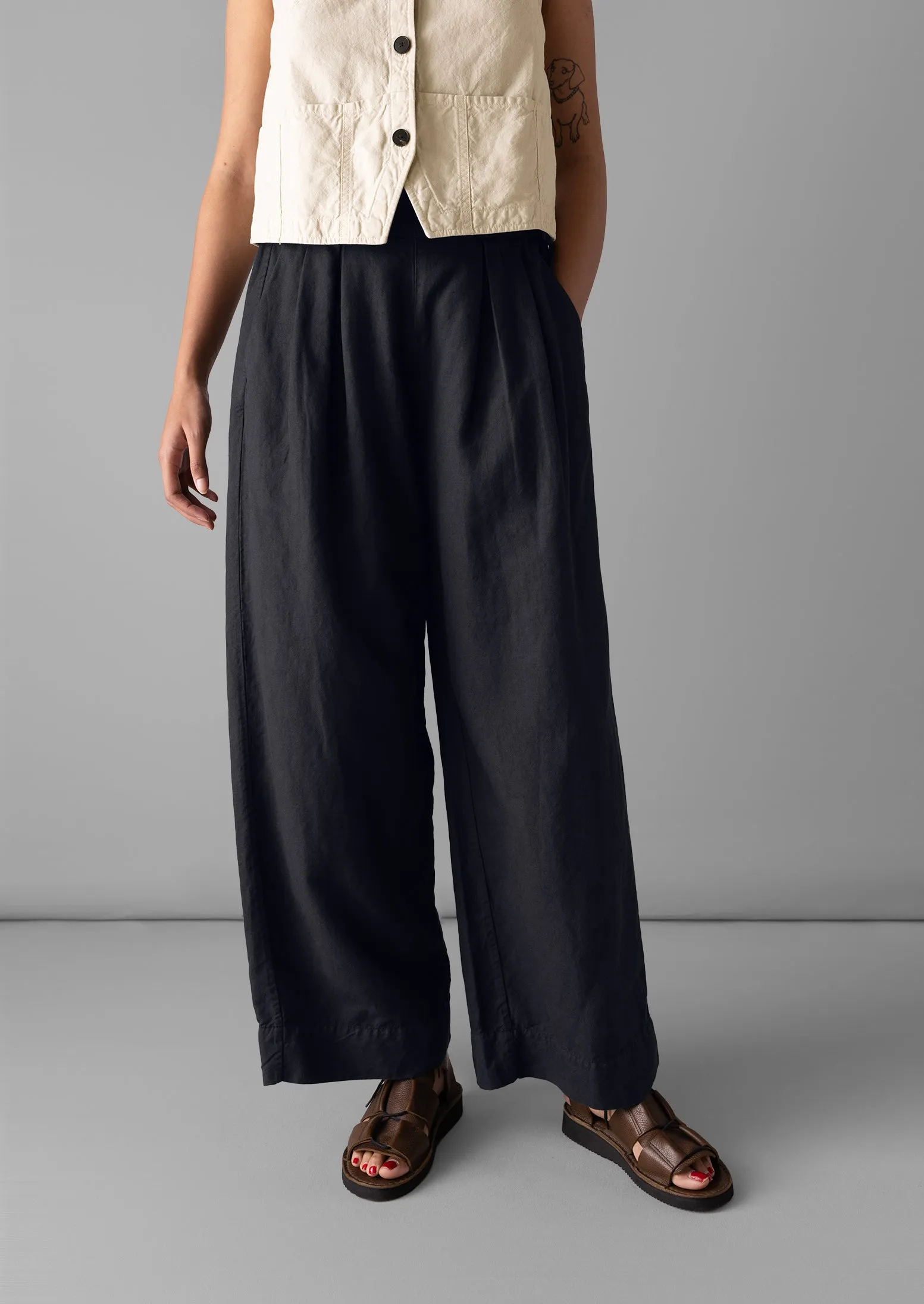 Corinne Cotton Linen Wide Leg Trousers | Slate Navy sold by TOAST product image thumbnail 3