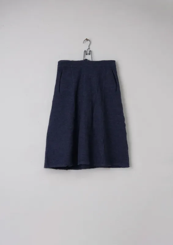 Reworn Wool Skirt Size 10 (016) | Navy sold by TOAST