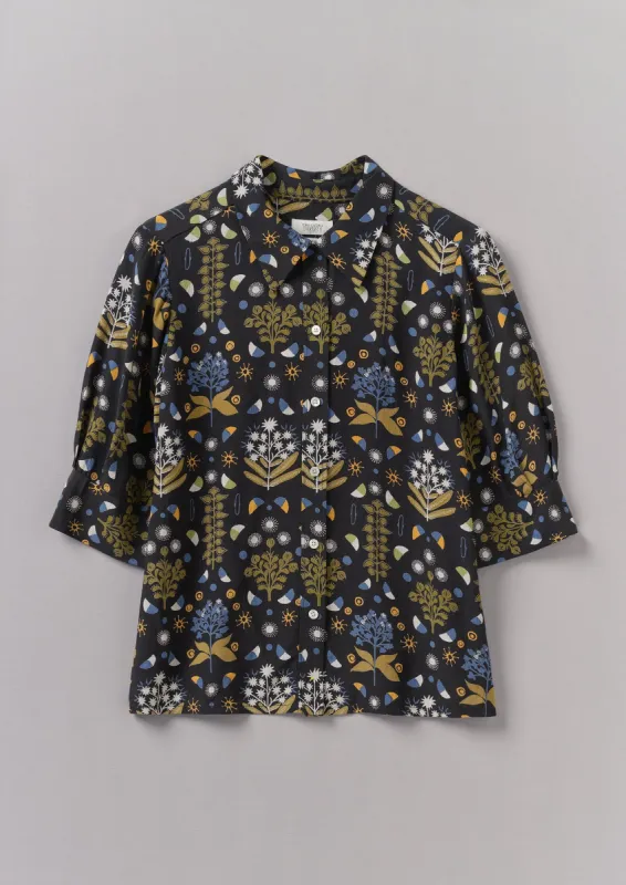 Collector Print Crepe Shirt | Oil Green sold by TOAST