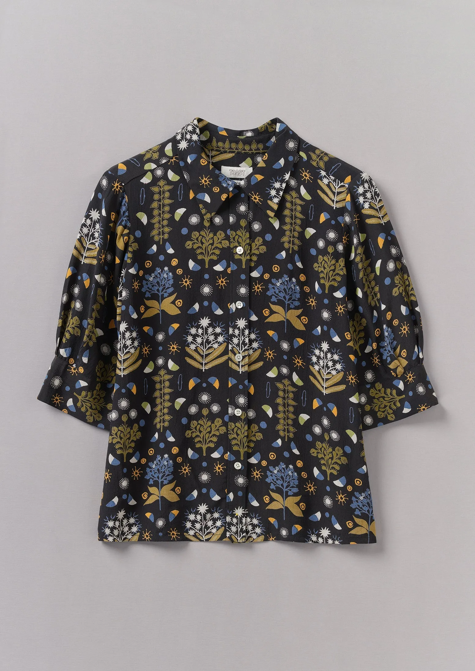 Collector Print Crepe Shirt | Oil Green sold by TOAST