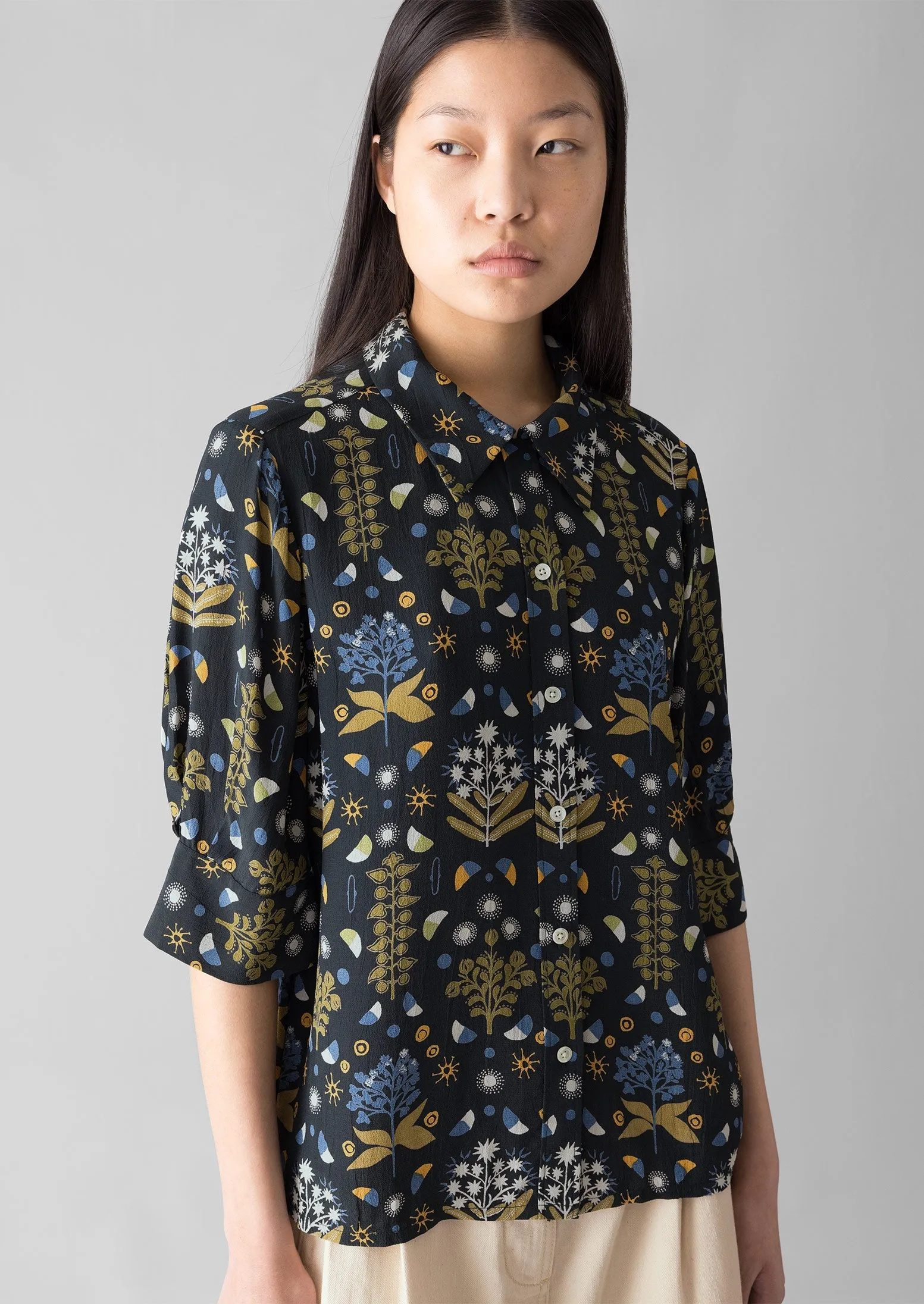 Collector Print Crepe Shirt | Oil Green sold by TOAST product image thumbnail 2