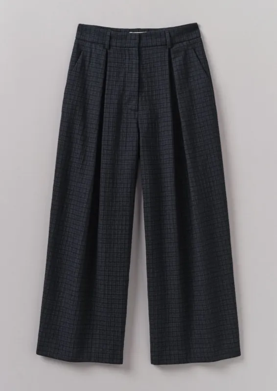 Jude Check Wool Trousers | Slate Blue sold by TOAST