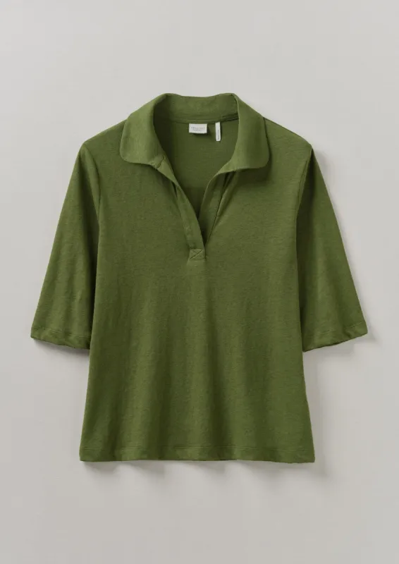 Round Collar Cotton Hemp Tee | Propagator Green sold by TOAST