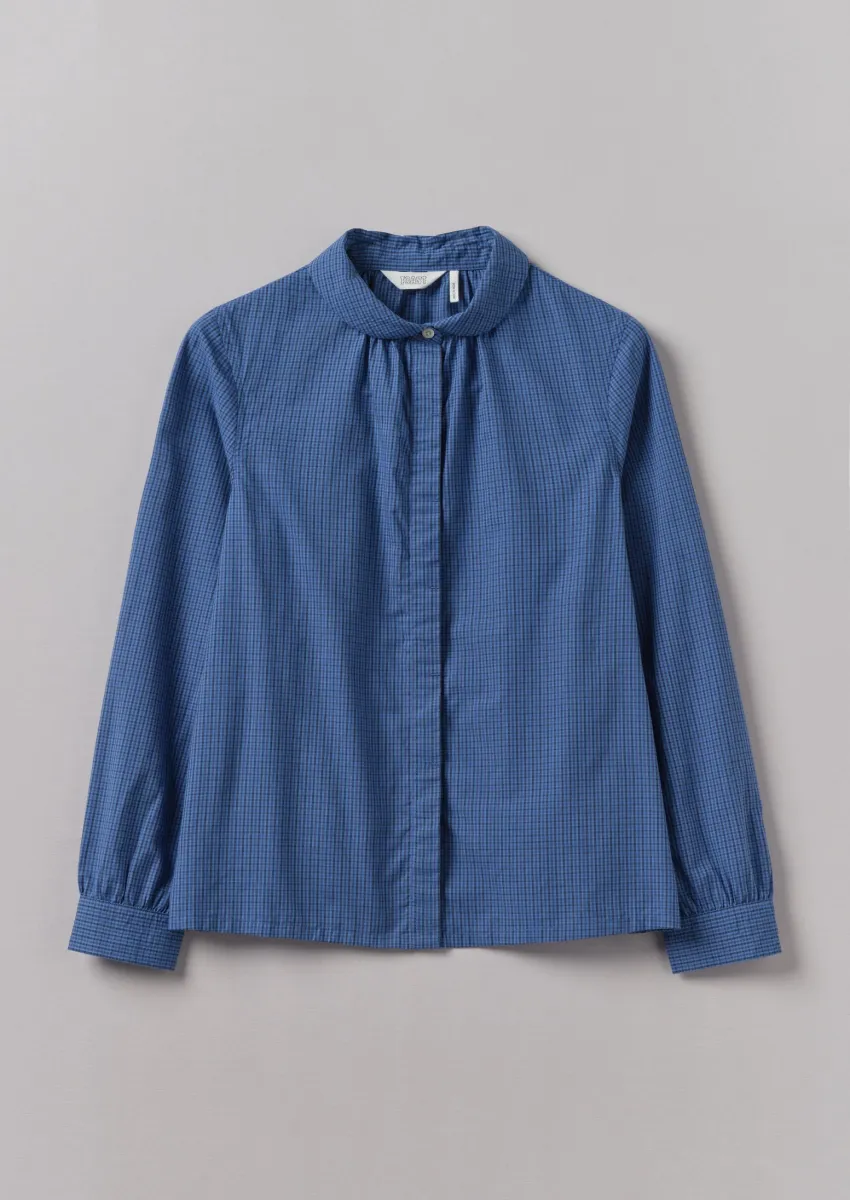 Anja Check Cotton Shirt | Slate/Dark Cornflower sold by TOAST