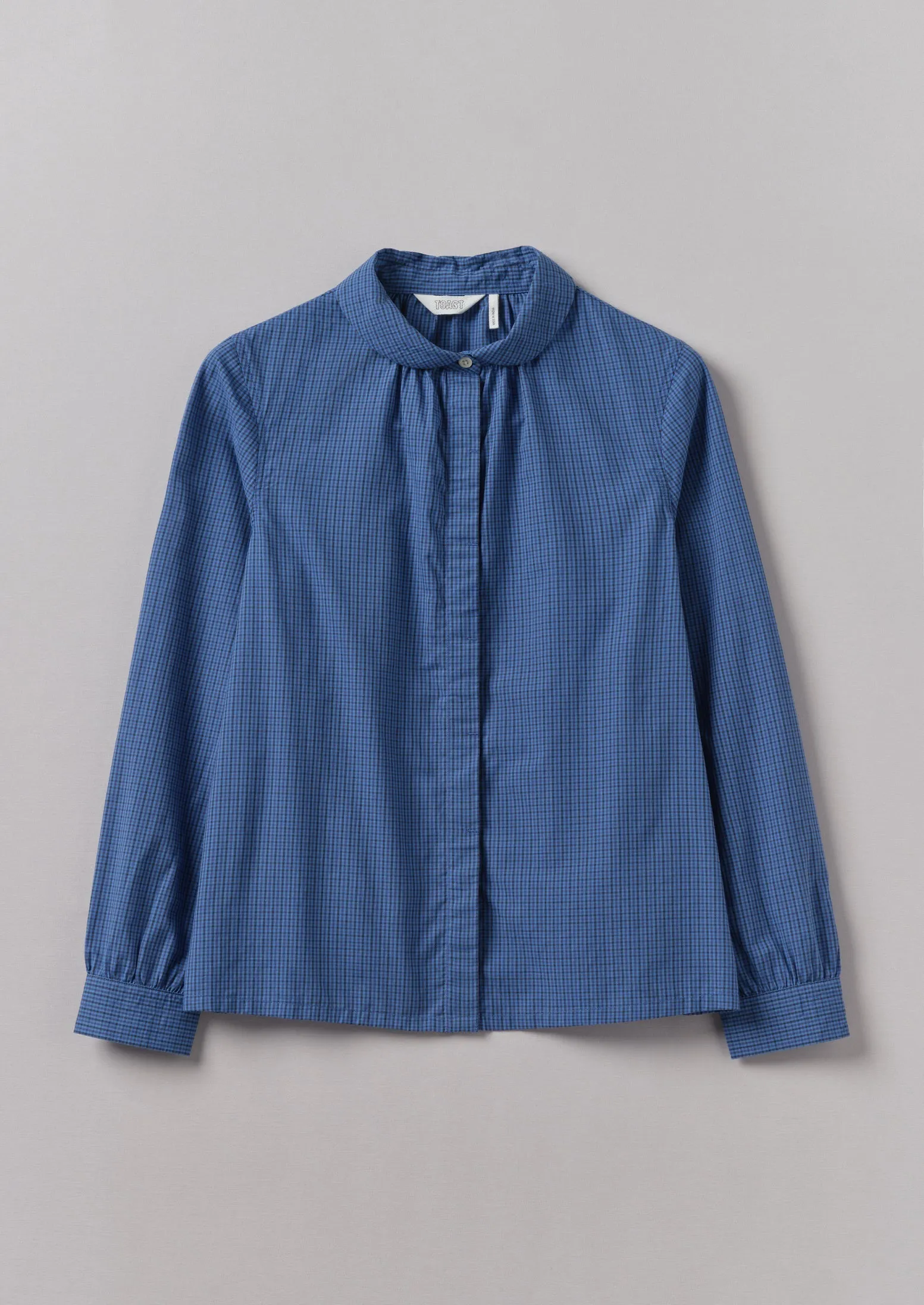 Anja Check Cotton Shirt | Slate/Dark Cornflower sold by TOAST