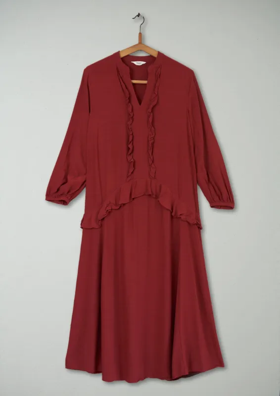 Reworn Ruffle Dress Size 6 (413) | Dark Rust sold by TOAST