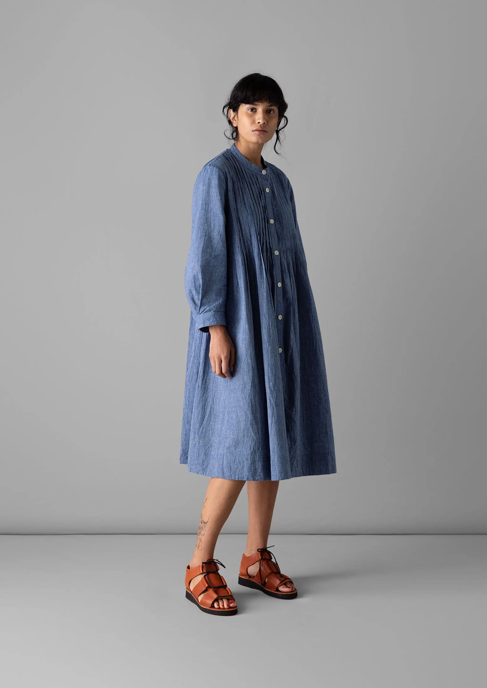 Pintuck Chambray Dress | Chambray Blue sold by TOAST product image thumbnail 5