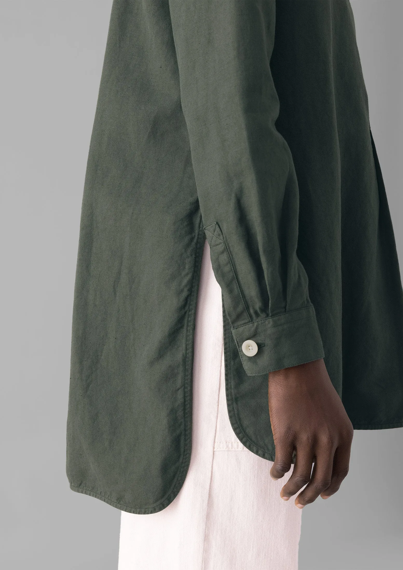 Elena Cotton Linen Tunic Shirt | Dusted Khaki sold by TOAST product image thumbnail 4