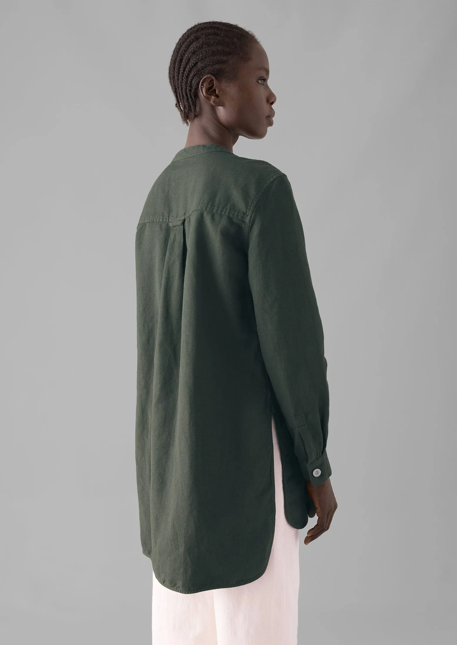 Elena Cotton Linen Tunic Shirt | Dusted Khaki sold by TOAST product image thumbnail 5
