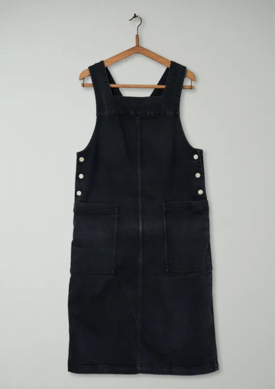 Reworn Denim Pinafore Dress Size 12 (448) | Washed Black sold by TOAST