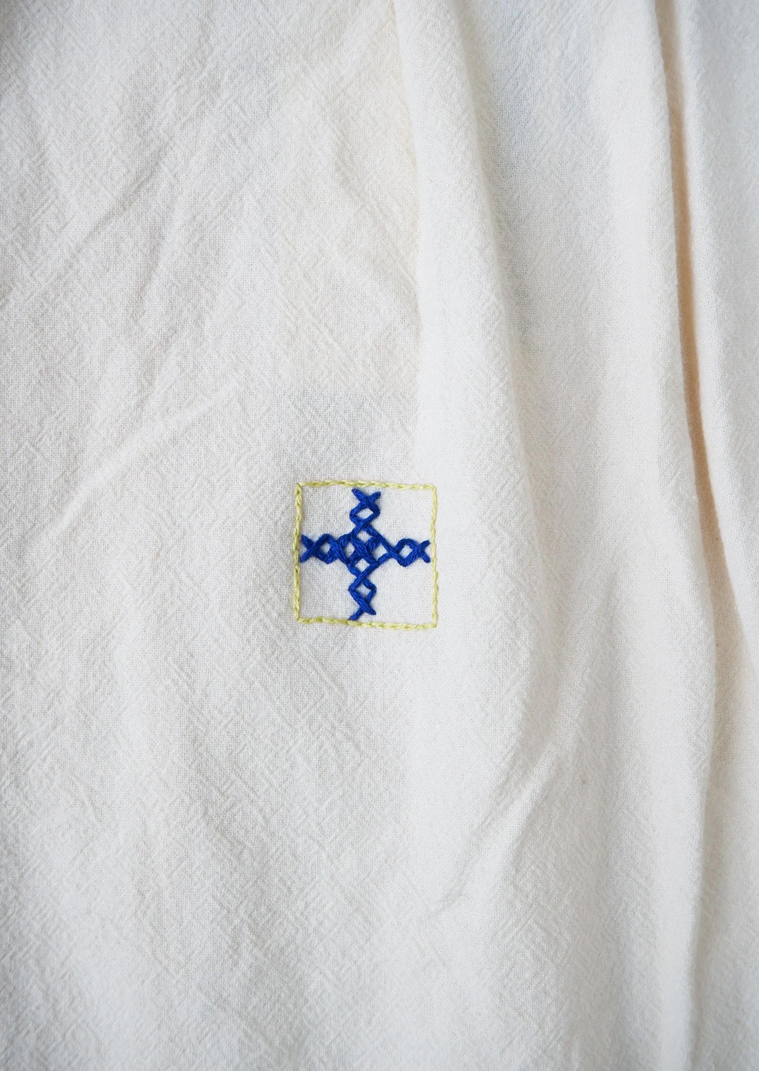 Renewed Embroidered Patchwork Cotton Shirt Size 10 (131) | Ecru sold by TOAST product image thumbnail 3