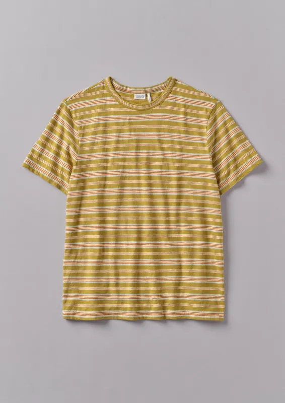Theo Stripe Cotton Short Sleeve Tee | Olive/Ecru sold by TOAST