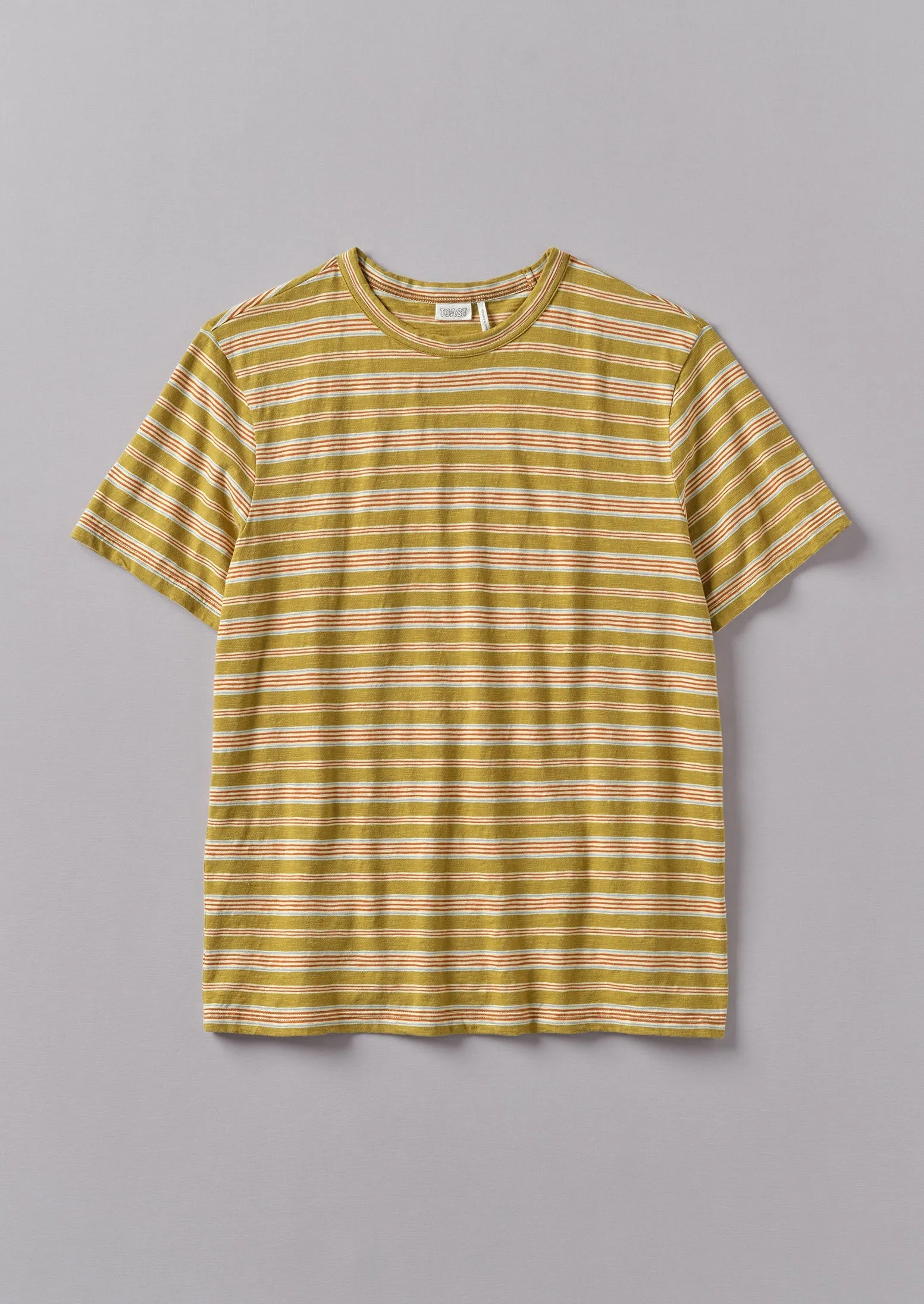 Theo Stripe Cotton Short Sleeve Tee | Olive/Ecru sold by TOAST