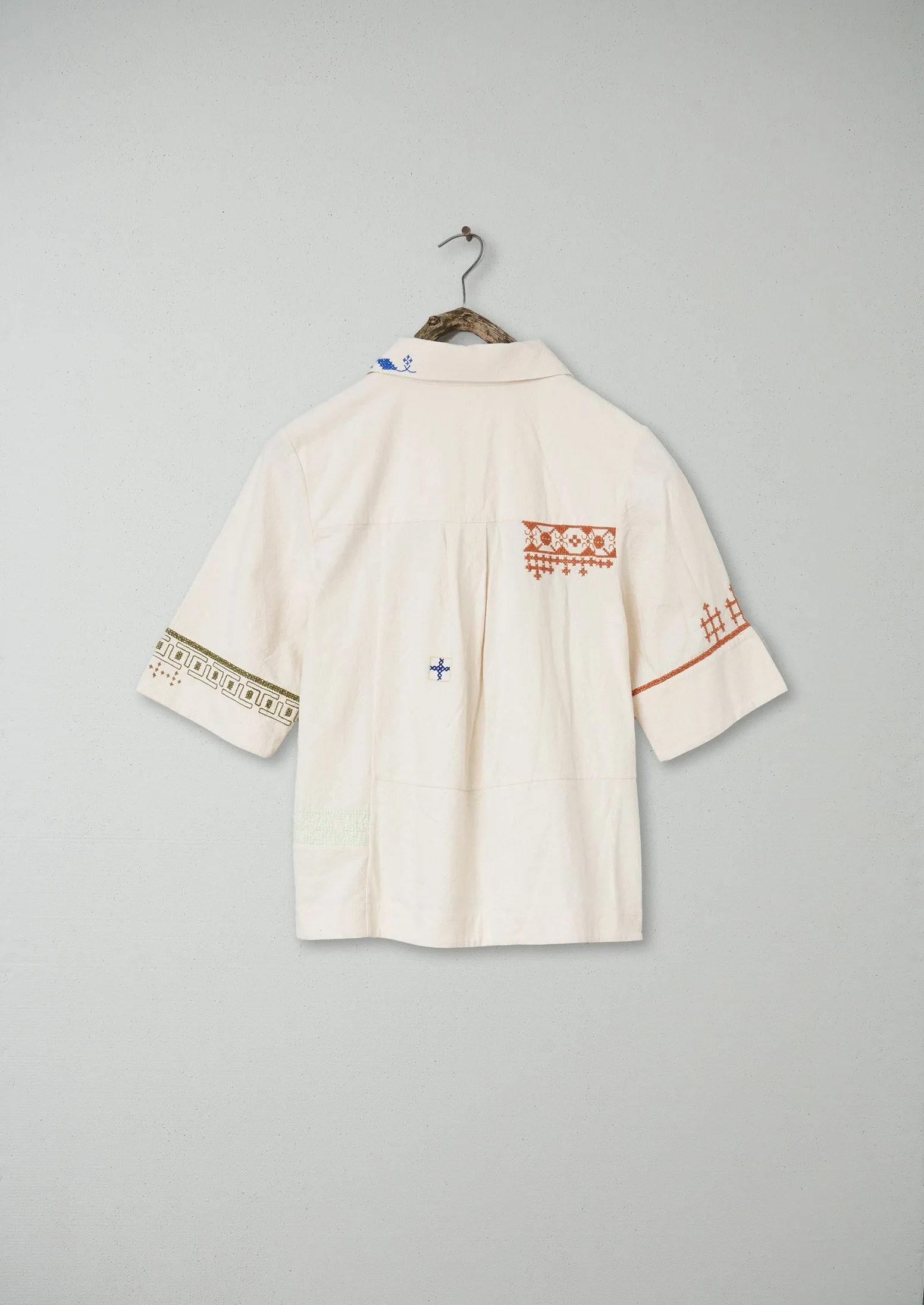 Renewed Embroidered Patchwork Cotton Shirt Size 10 (131) | Ecru sold by TOAST product image thumbnail 2