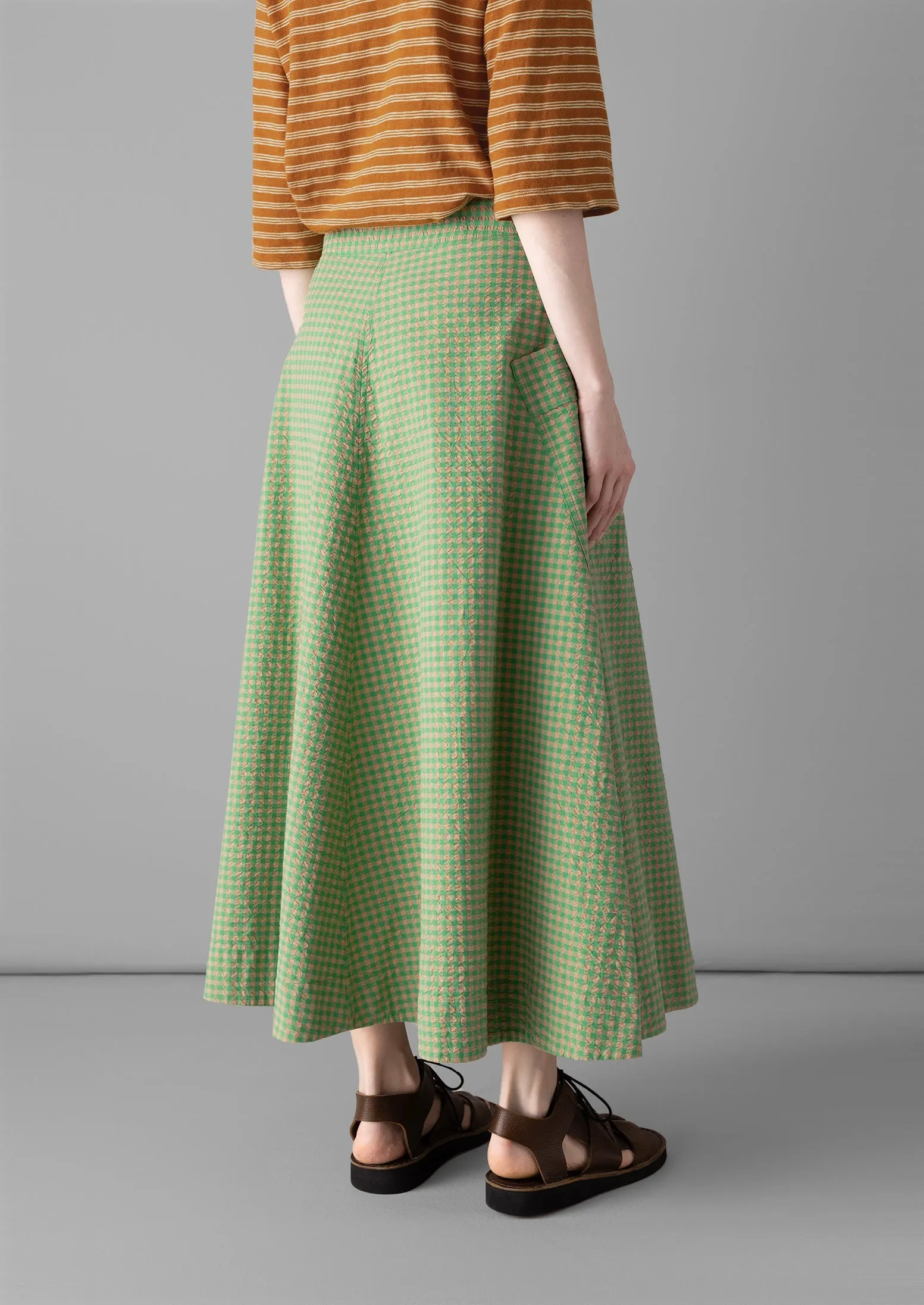 Flared Cotton Gingham Skirt | Tapioca sold by TOAST product image thumbnail 5