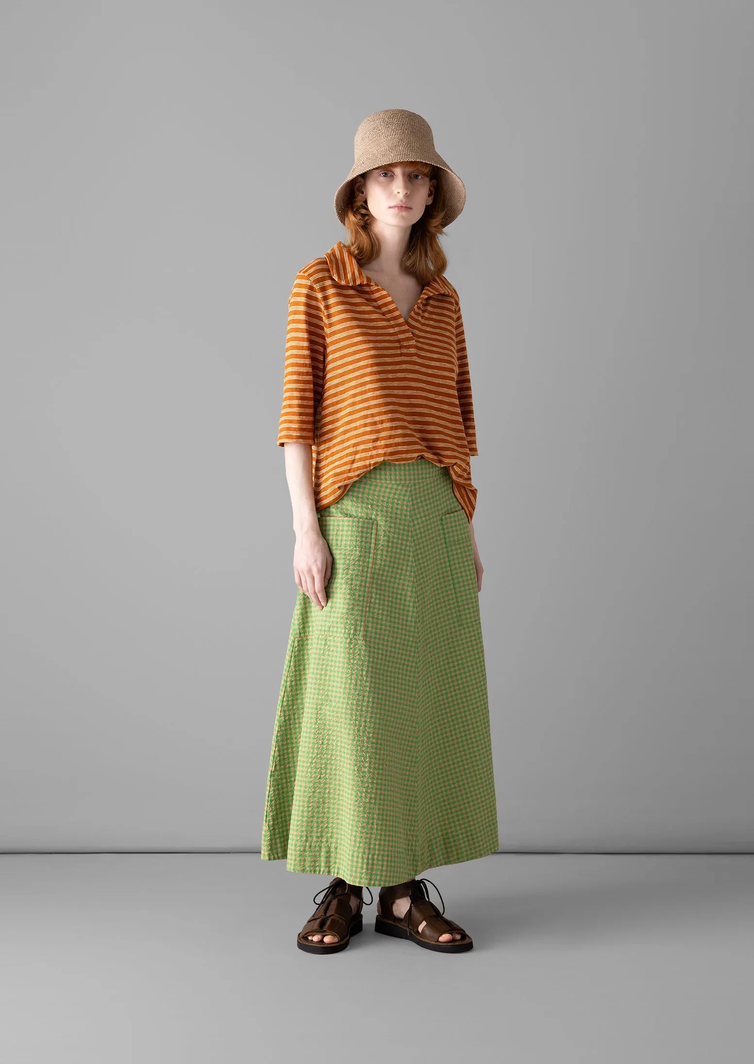 Flared Cotton Gingham Skirt | Tapioca sold by TOAST product image thumbnail 3
