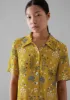 Collector Print Fluid Shirt Dress | Golden Ochre sold by TOAST