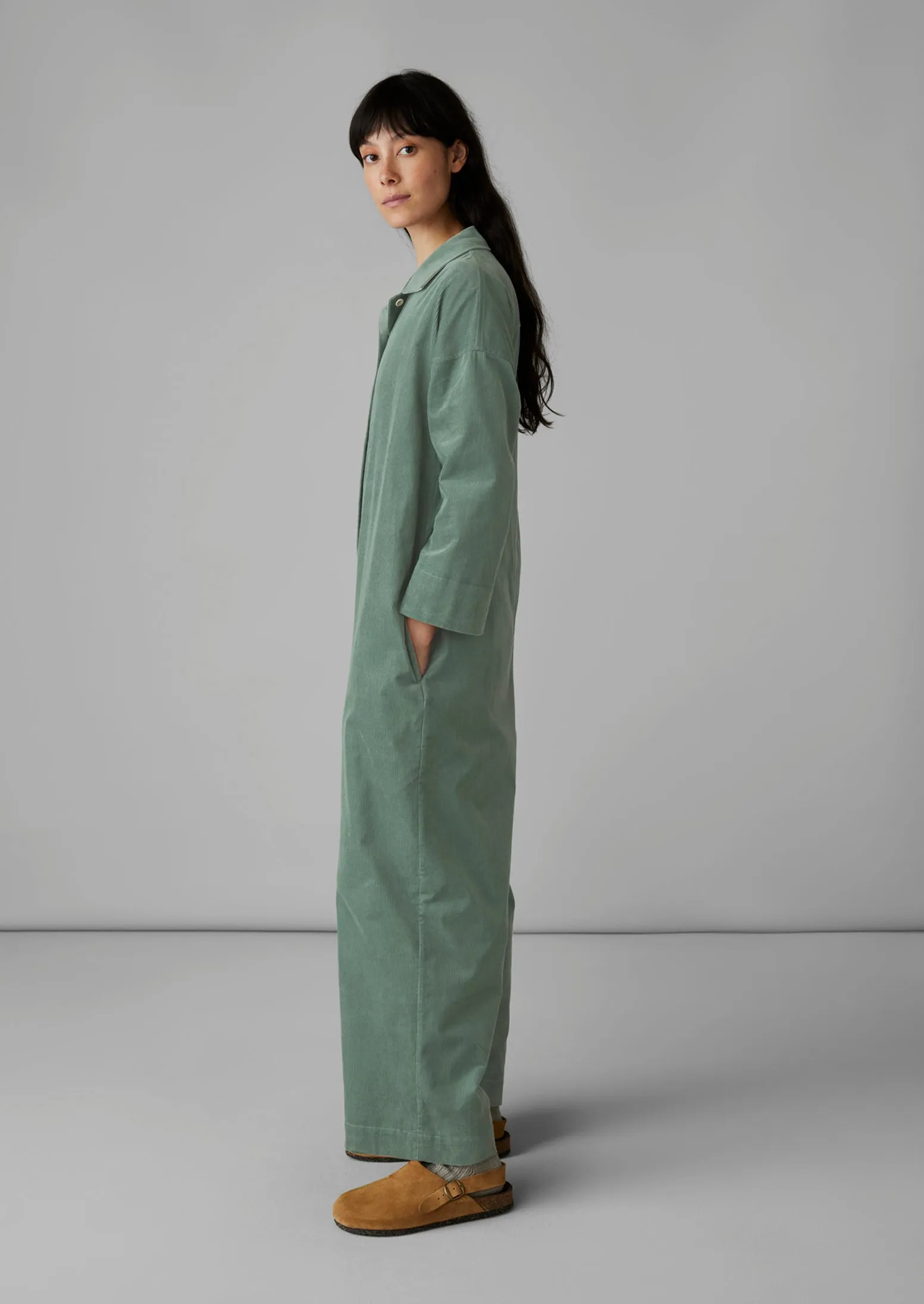 Wide Leg Organic Cord Jumpsuit | Sage sold by TOAST product image thumbnail 5