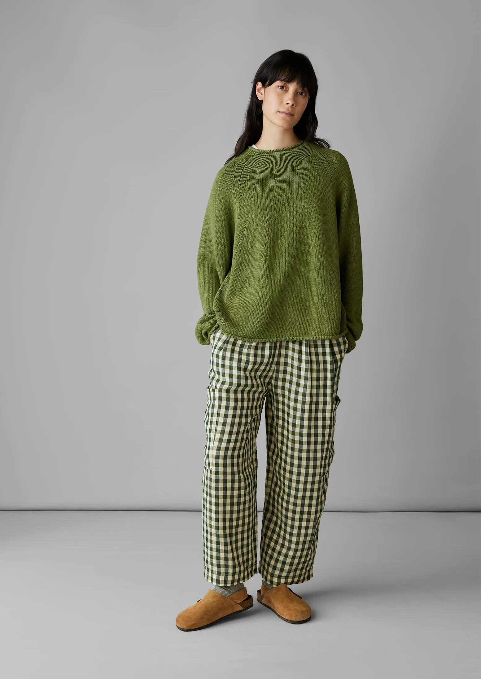 Gingham Linen Patch Pocket Trousers | Garden Green sold by TOAST product image thumbnail 2