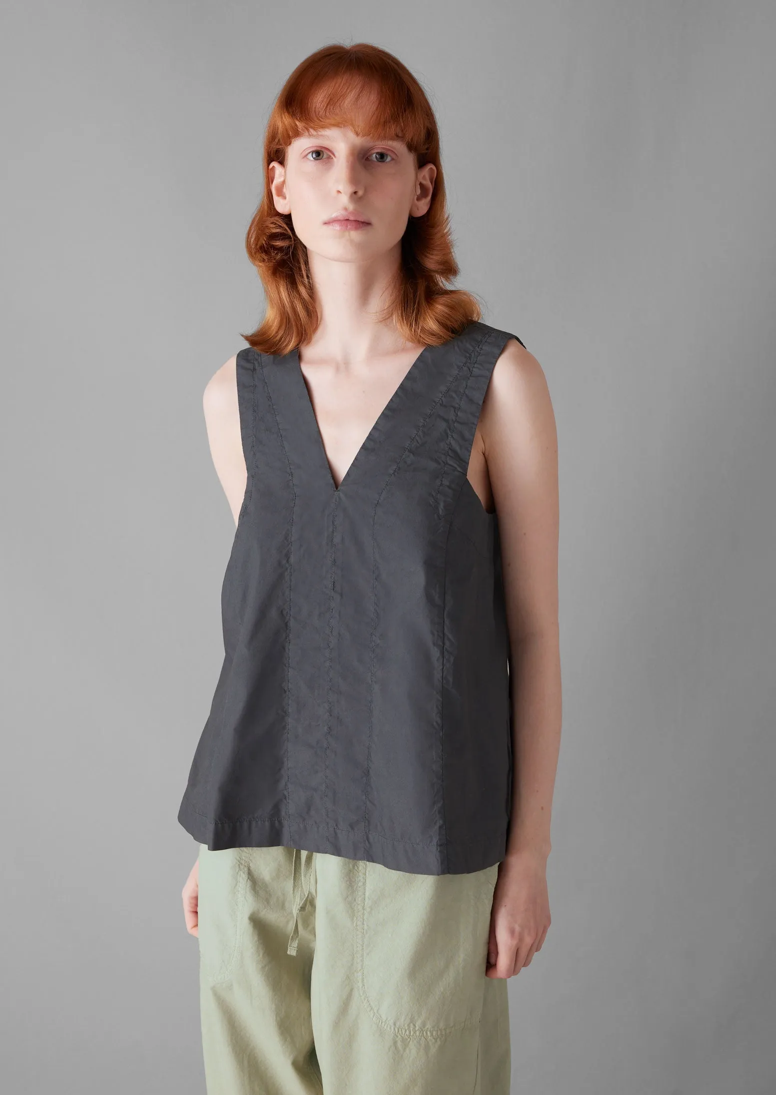 V-Neck Cotton Poplin Top | Slate Navy sold by TOAST product image thumbnail 2