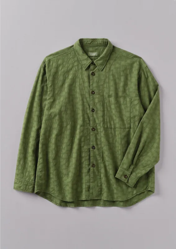Dropped Shoulder Jacquard Shirt | Propagator Green sold by TOAST