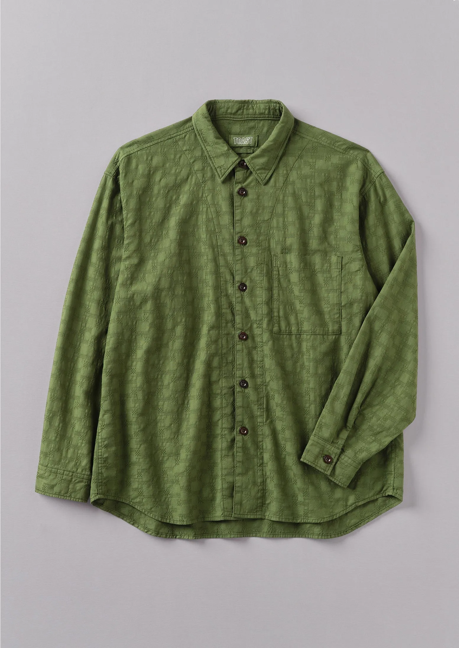 Dropped Shoulder Jacquard Shirt | Propagator Green | Parallel