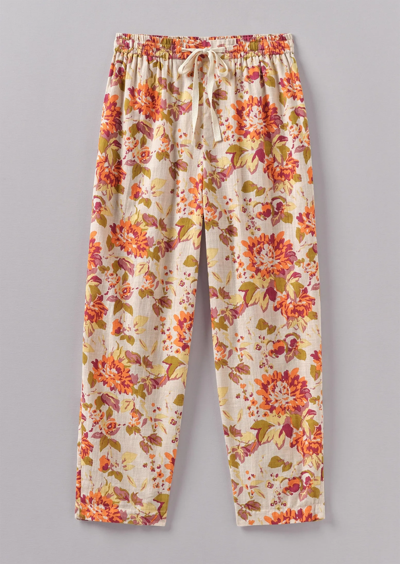 Dahlia Print Organic Cotton Pyjama Trousers | Rose sold by TOAST