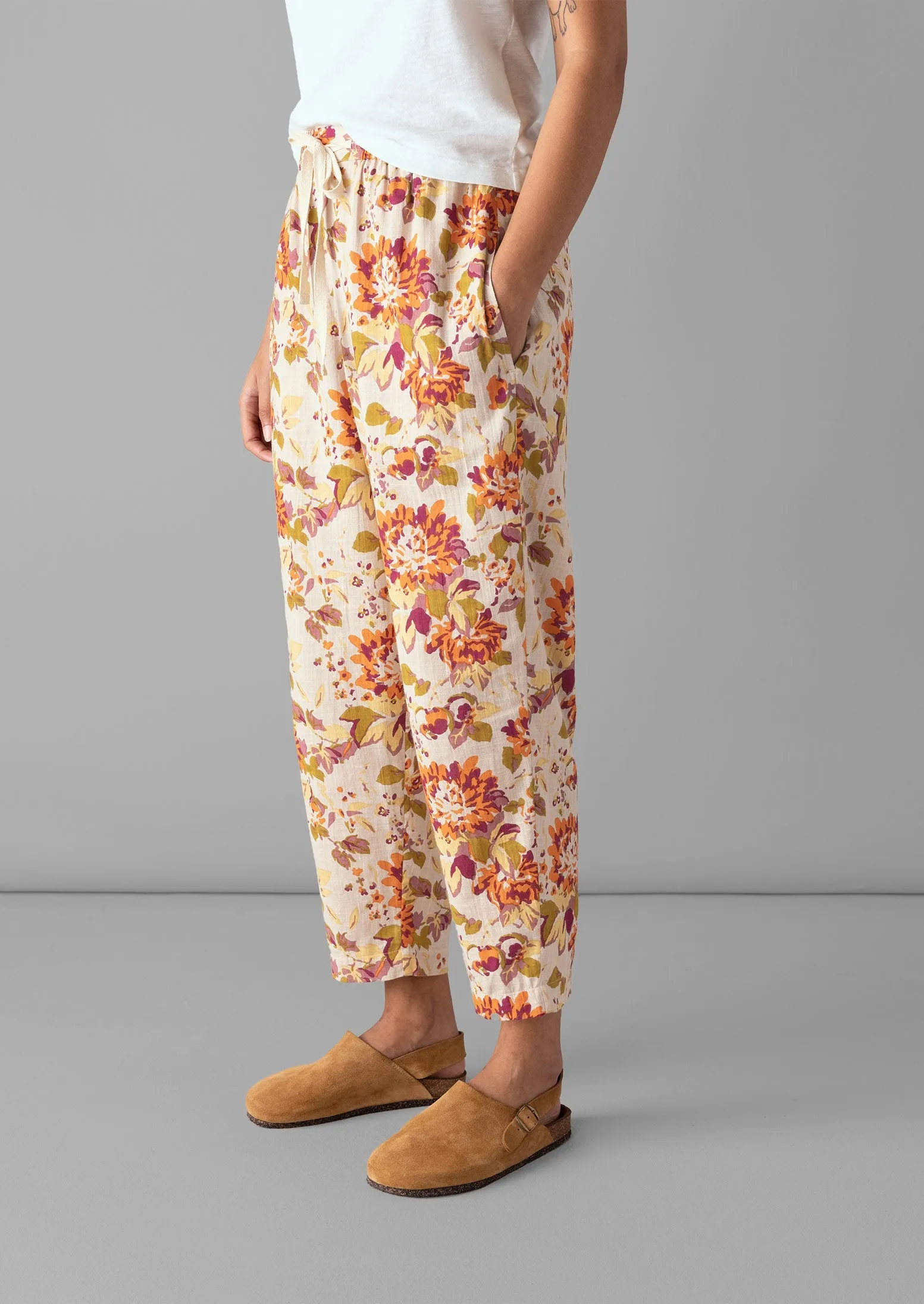 Dahlia Print Organic Cotton Pyjama Trousers | Rose sold by TOAST product image thumbnail 2