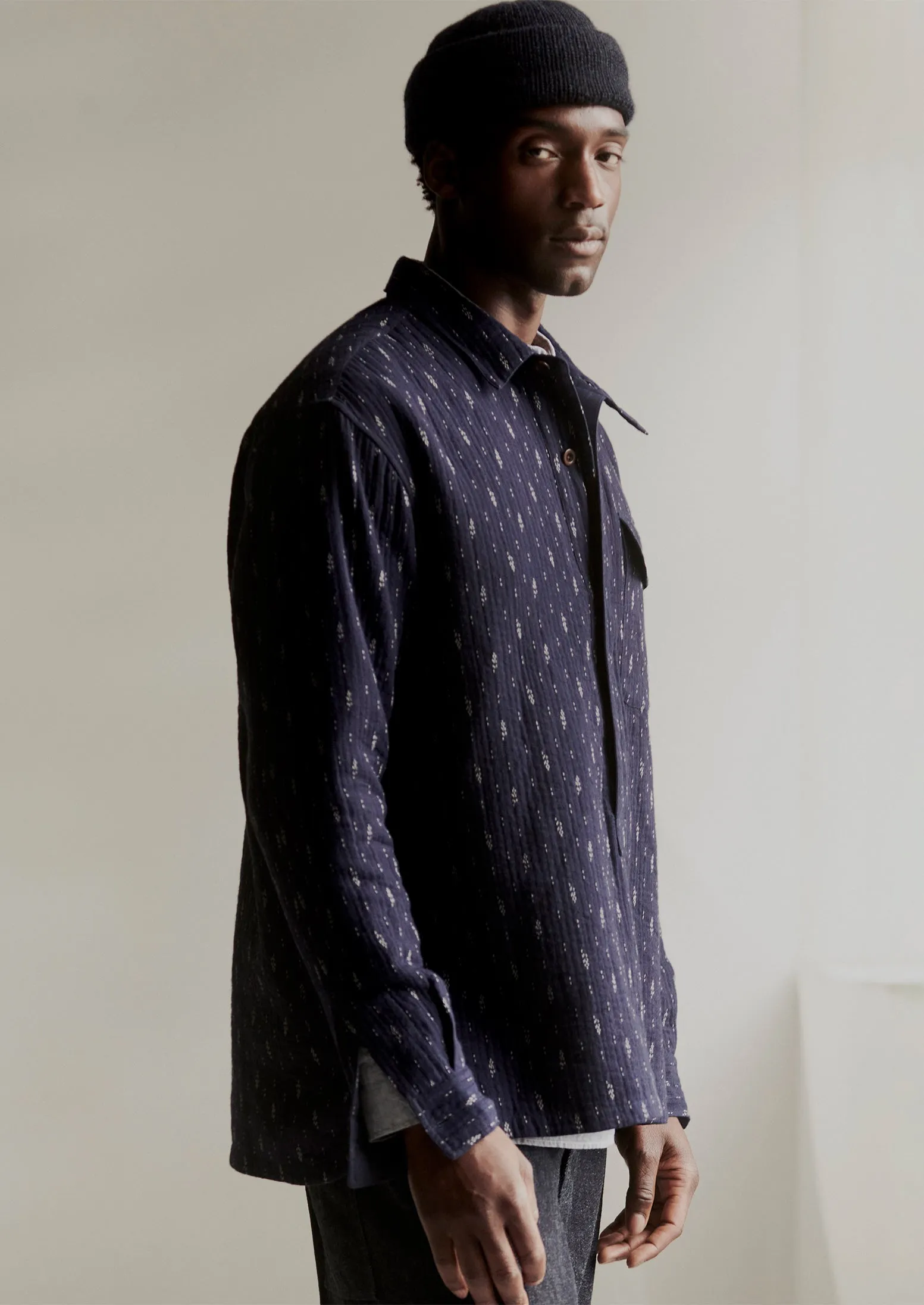 Indigo Running Stitch Overshirt | Indigo sold by TOAST product image thumbnail 2