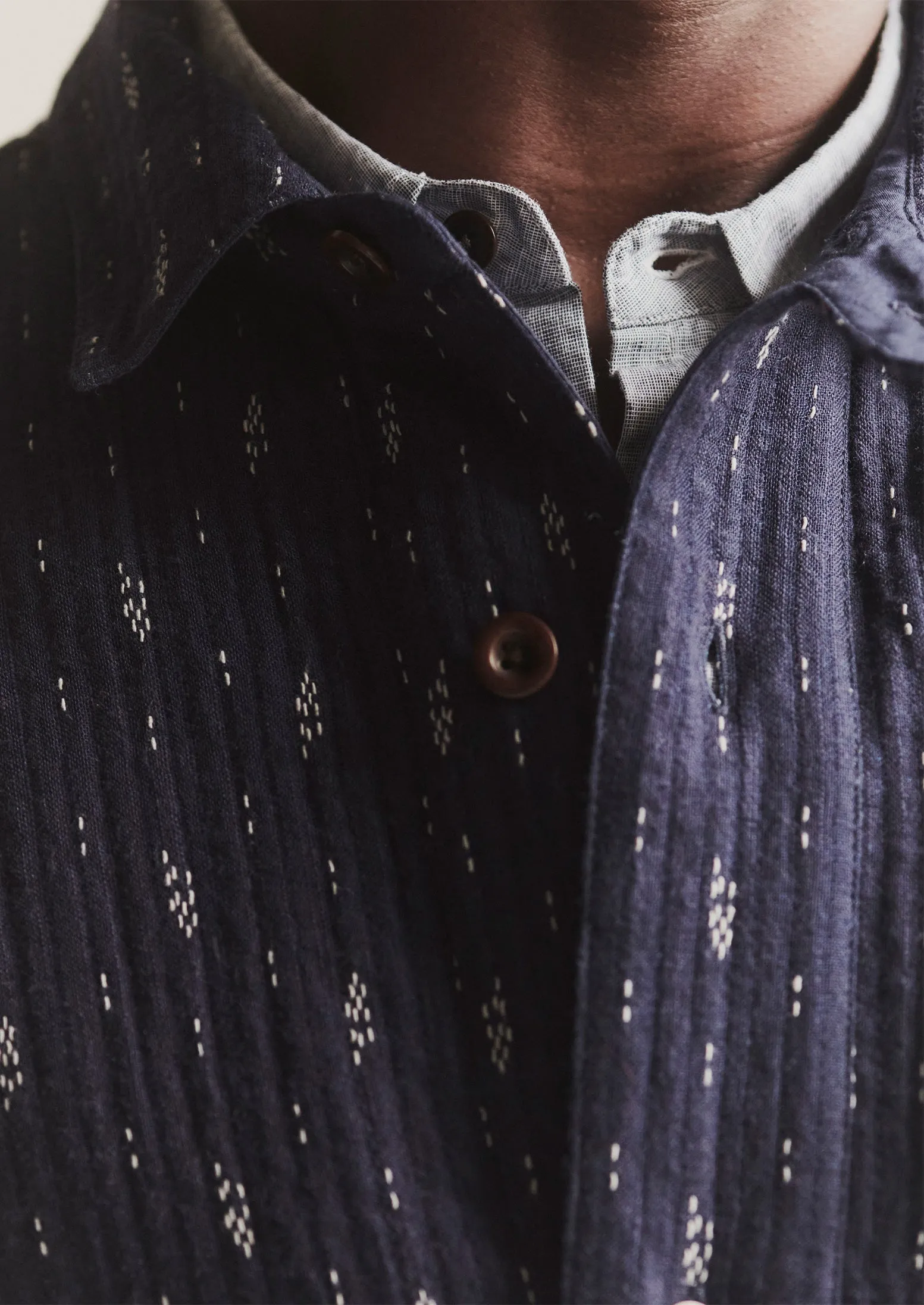 Indigo Running Stitch Overshirt | Indigo sold by TOAST product image thumbnail 3