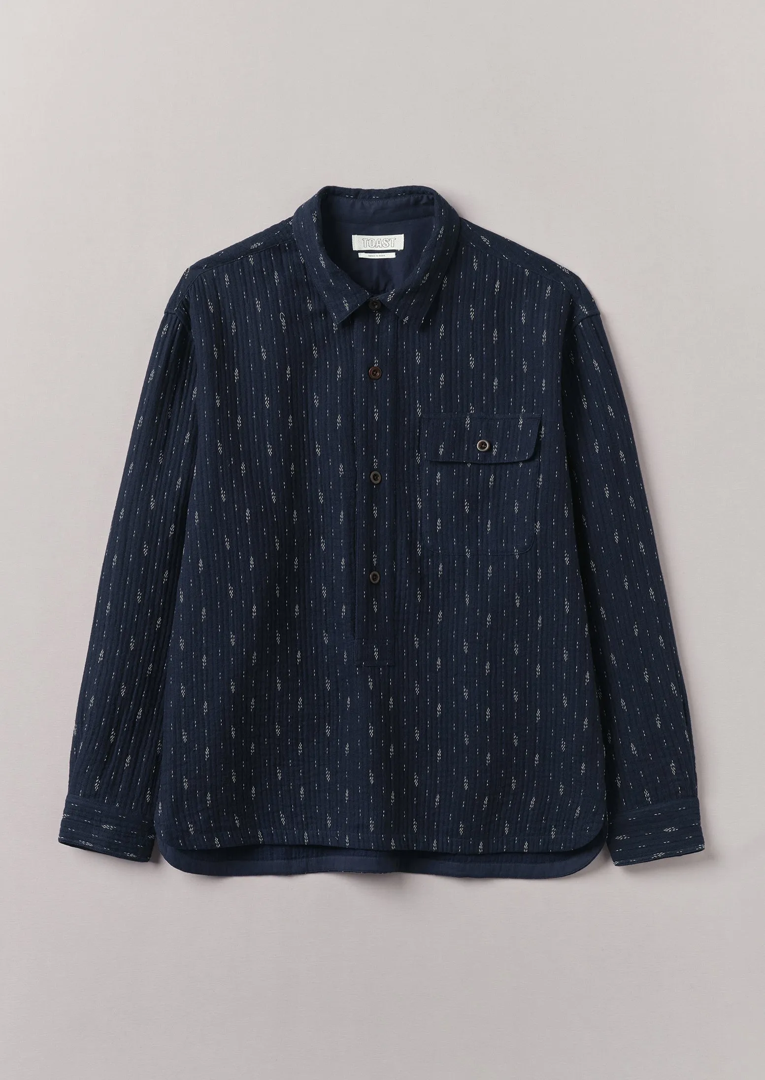 Indigo Running Stitch Overshirt | Indigo sold by TOAST