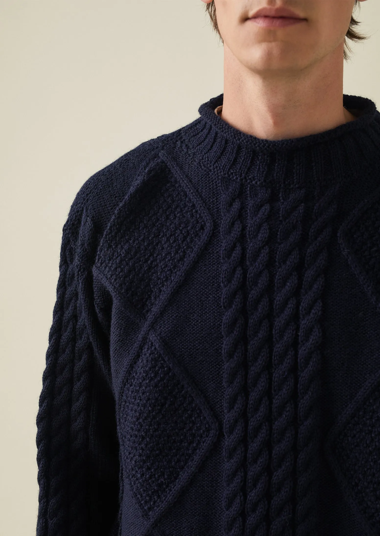 British Wool Cable Knit Sweater | Navy sold by TOAST product image thumbnail 4