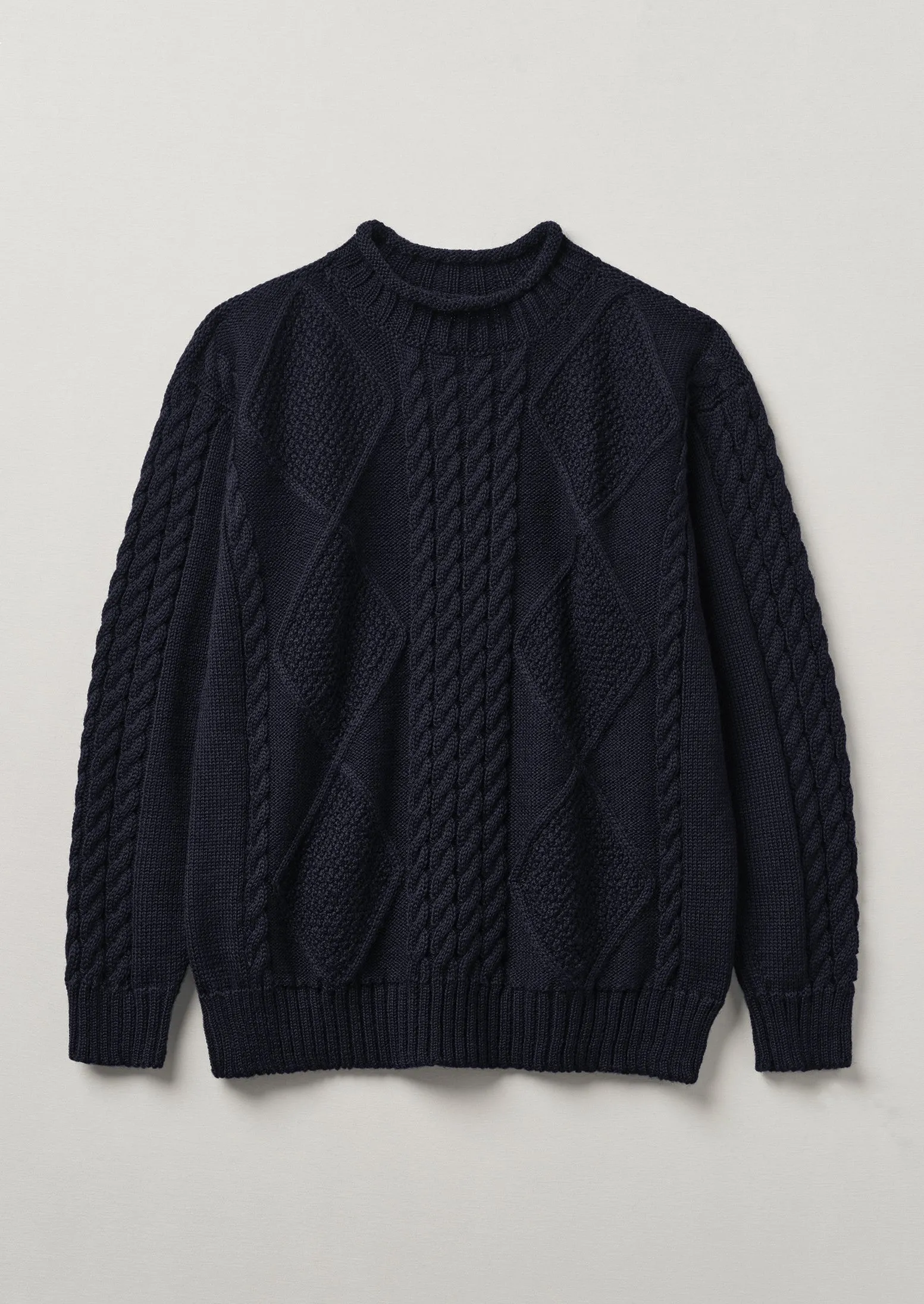 British Wool Cable Knit Sweater | Navy sold by TOAST