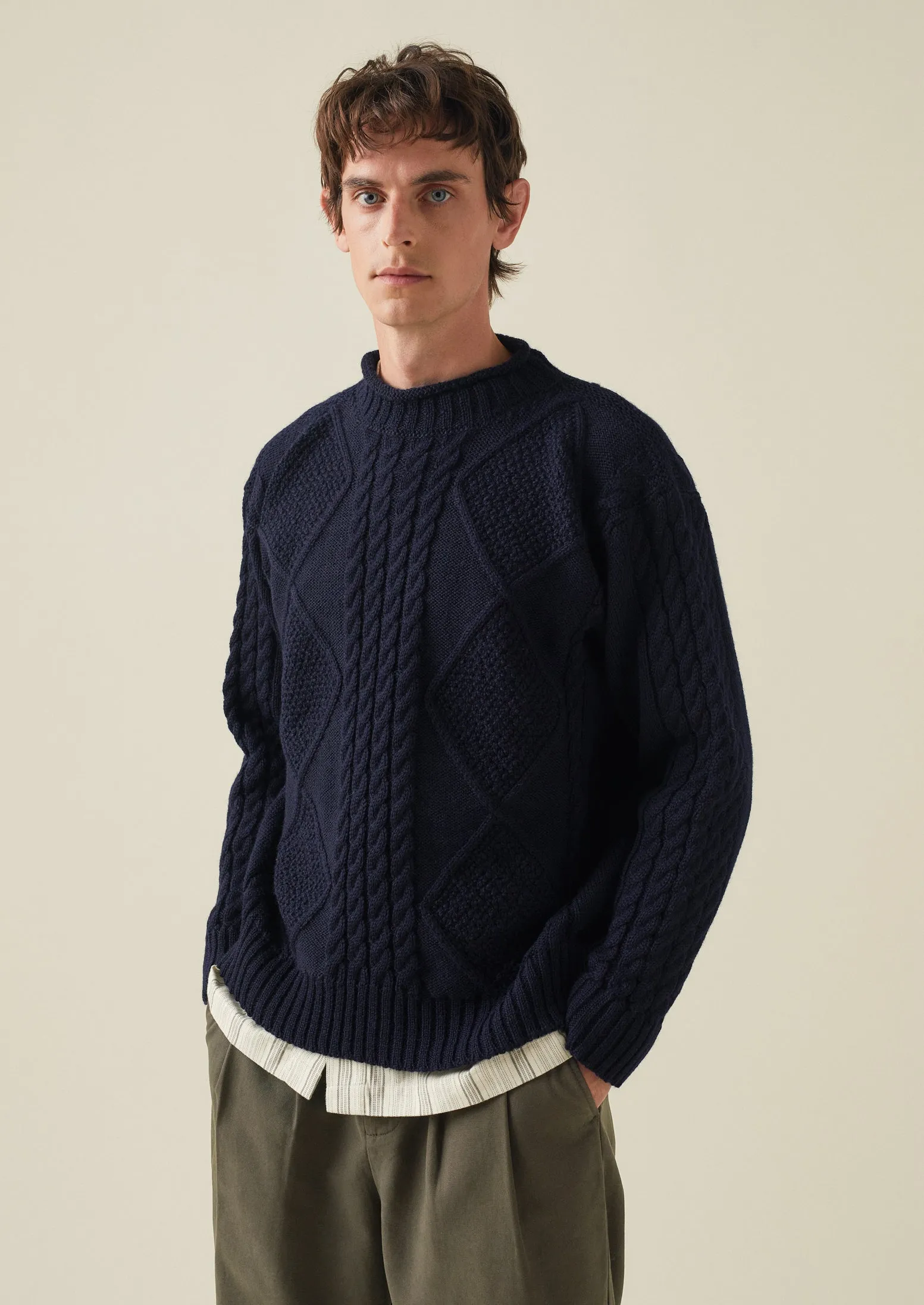 British Wool Cable Knit Sweater | Navy sold by TOAST product image thumbnail 5