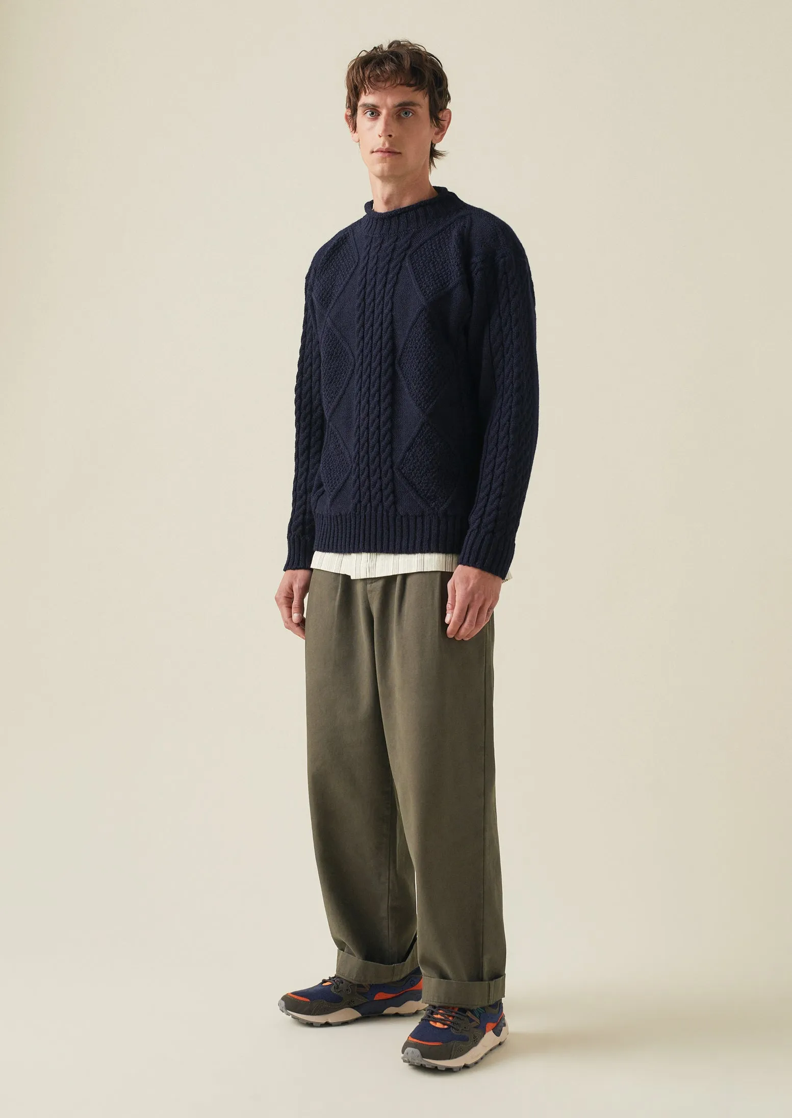 British Wool Cable Knit Sweater | Navy sold by TOAST product image thumbnail 3