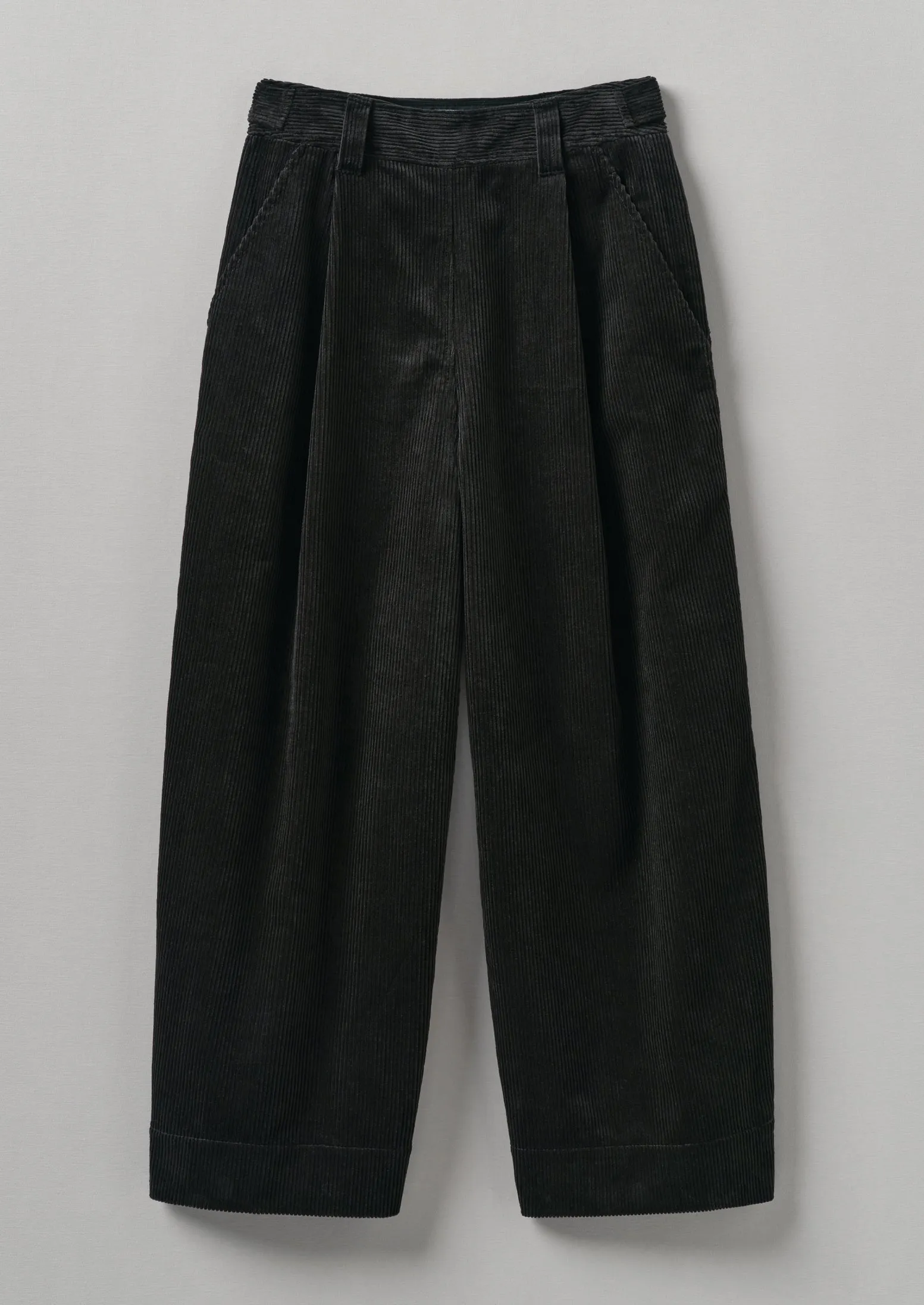 Organic Cord Pleat Front Trousers | Brown Slate sold by TOAST