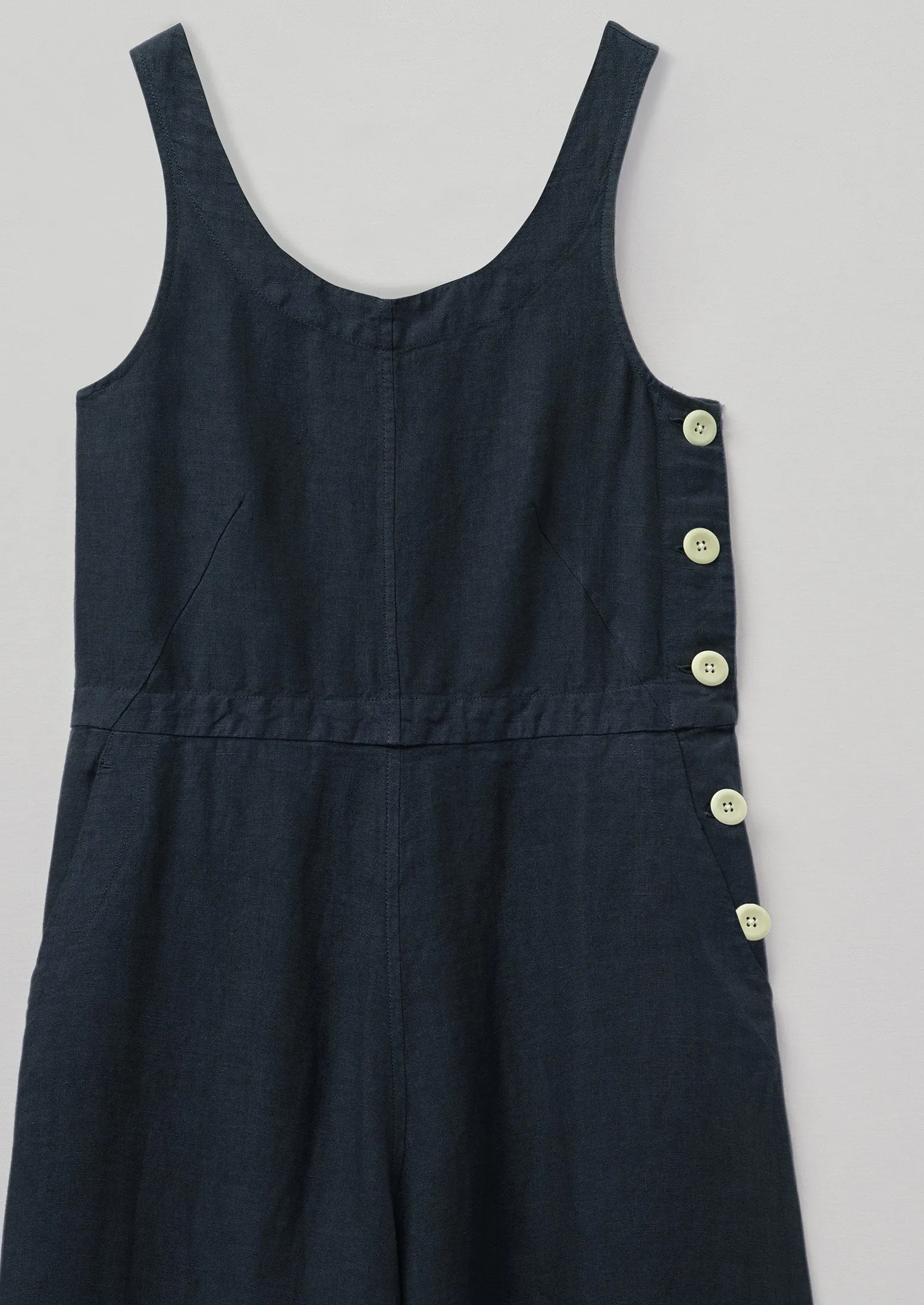 Garment Dyed Linen Side Button Jumpsuit | Midnight sold by TOAST product image thumbnail 4