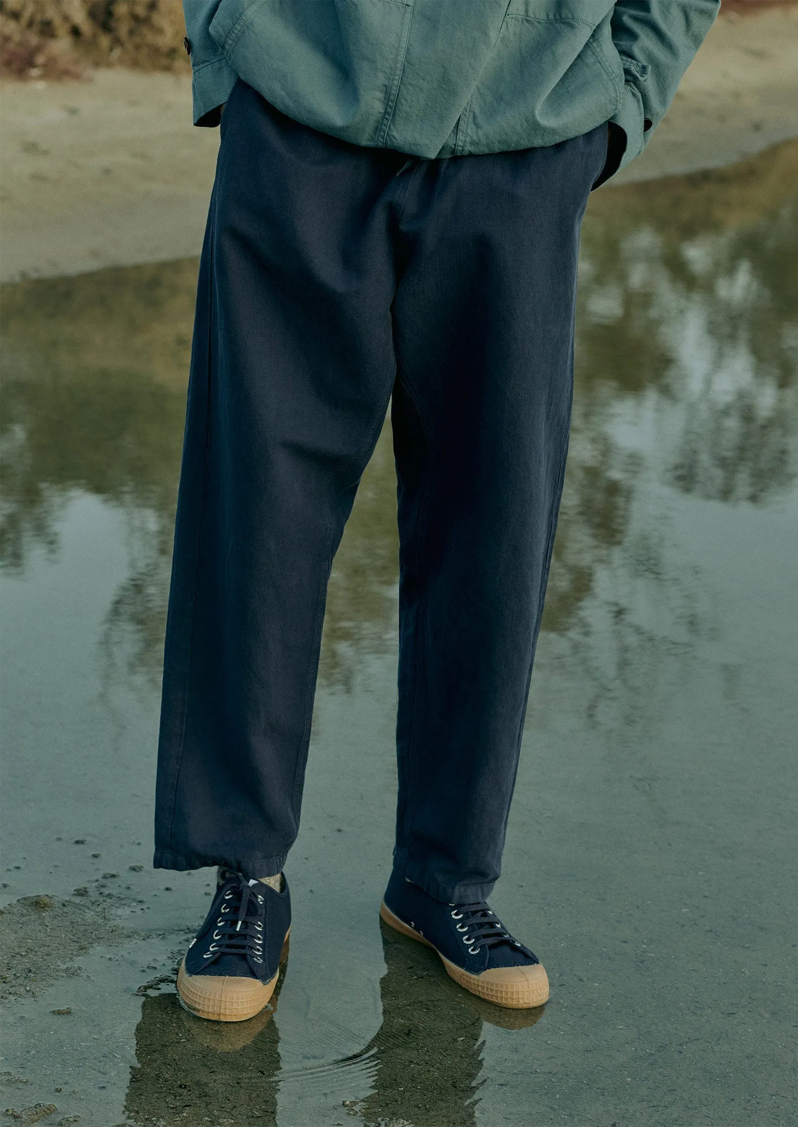 Alfie Garment Dyed Herringbone Trousers | Dark Indigo sold by TOAST product image thumbnail 2