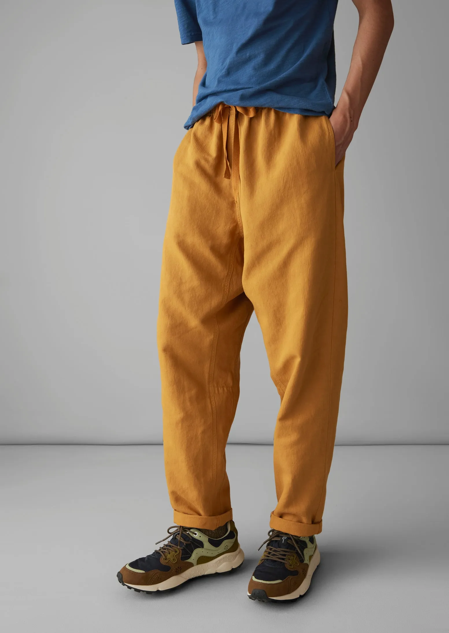 Alfie Garment Dyed Herringbone Trousers | Mustard sold by TOAST product image thumbnail 4