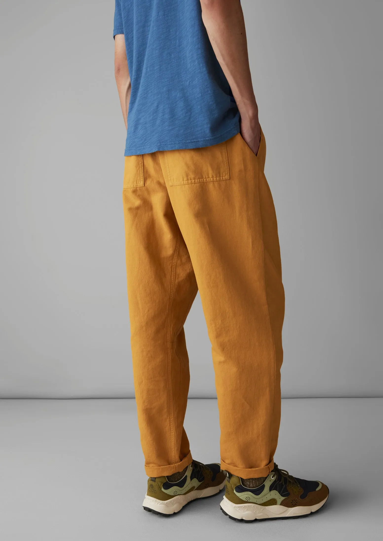 Alfie Garment Dyed Herringbone Trousers | Mustard sold by TOAST product image thumbnail 5